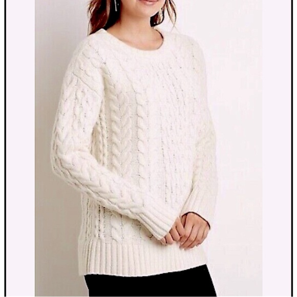 NWT J.Jill Chenille Cable Knit Sweater Pullover Cozy Fall Sweater in Bone S - Picture 1 of 11